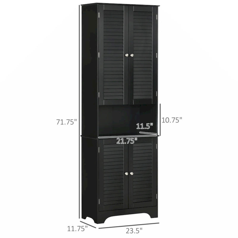 Freestanding Bathroom Linen Cabinet with 2 Cabinets and Countertop, Bathroom Floor Cabinet