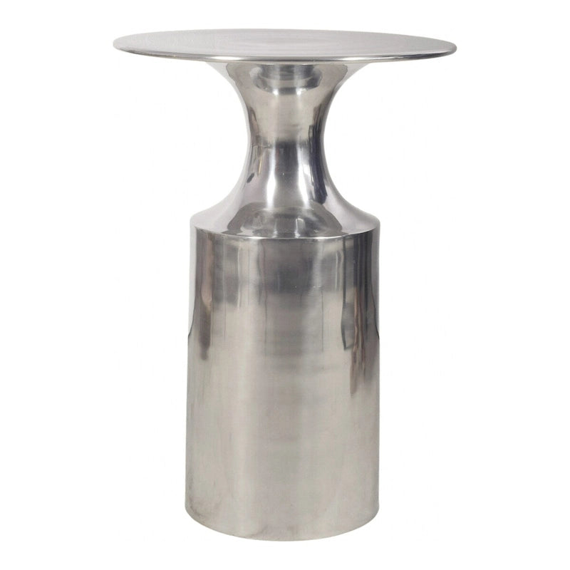 Macari Art Deco Polised Aluminum Accent Table - 14.5W x 14.5D x 21H