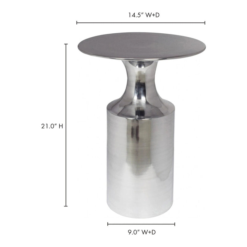 Macari Art Deco Polised Aluminum Accent Table - 14.5W x 14.5D x 21H