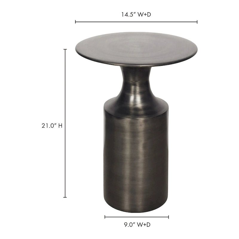 Macari Art Deco Polised Aluminum Accent Table - 14.5W x 14.5D x 21H