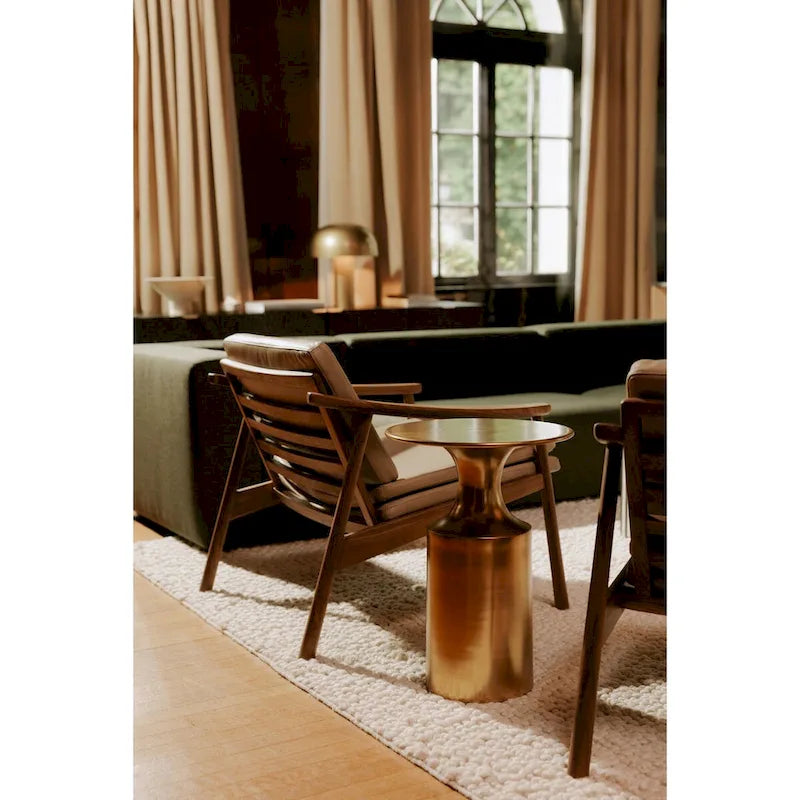Macari Art Deco Polised Aluminum Accent Table - 14.5W x 14.5D x 21H