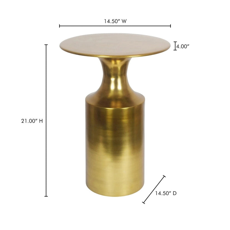 Macari Art Deco Polised Aluminum Accent Table - 14.5W x 14.5D x 21H