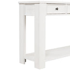 63 Pine Wood Console Table with 4 Drawers and 1 Bottom Shelf