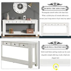 63 Pine Wood Console Table with 4 Drawers and 1 Bottom Shelf