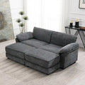 4 Seat Upholstered Free Combination Modular Convertible Sectional Sofa Bed Set, Deep-Seat,Ottoman,Grey
