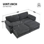 4 Seat Upholstered Free Combination Modular Convertible Sectional Sofa Bed Set, Deep-Seat,Ottoman,Grey