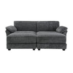 4 Seat Upholstered Free Combination Modular Convertible Sectional Sofa Bed Set, Deep-Seat,Ottoman,Grey