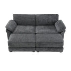 4 Seat Upholstered Free Combination Modular Convertible Sectional Sofa Bed Set, Deep-Seat,Ottoman,Grey