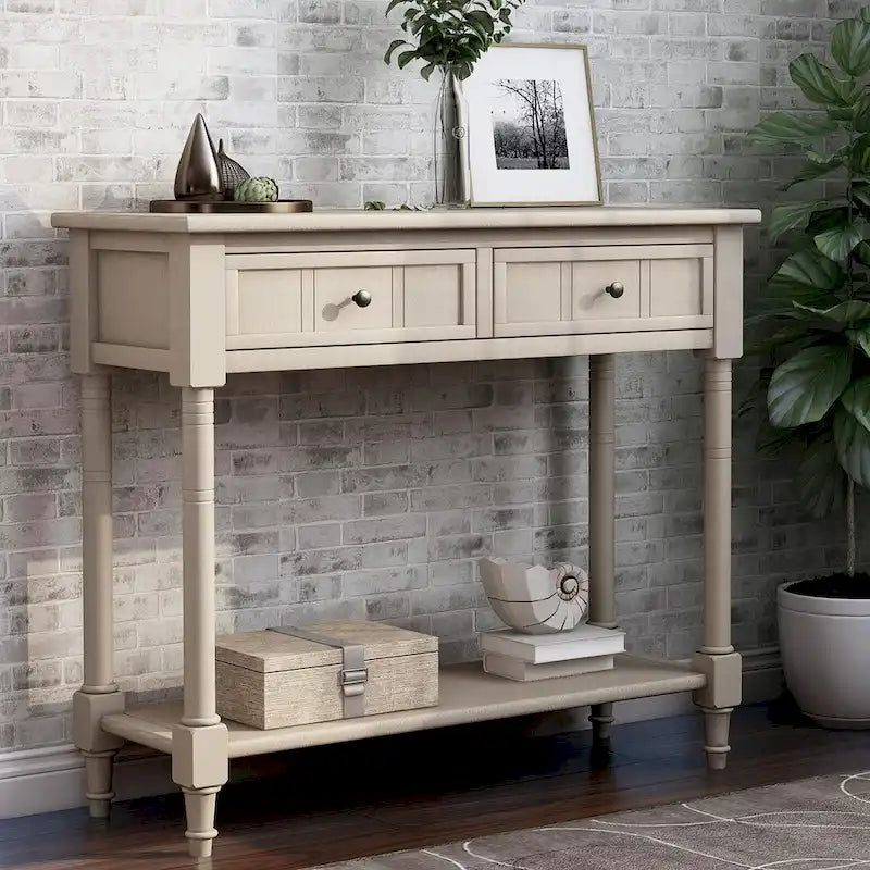 Daisy Series Console Table with 2 Drawers and Bottom Shelf