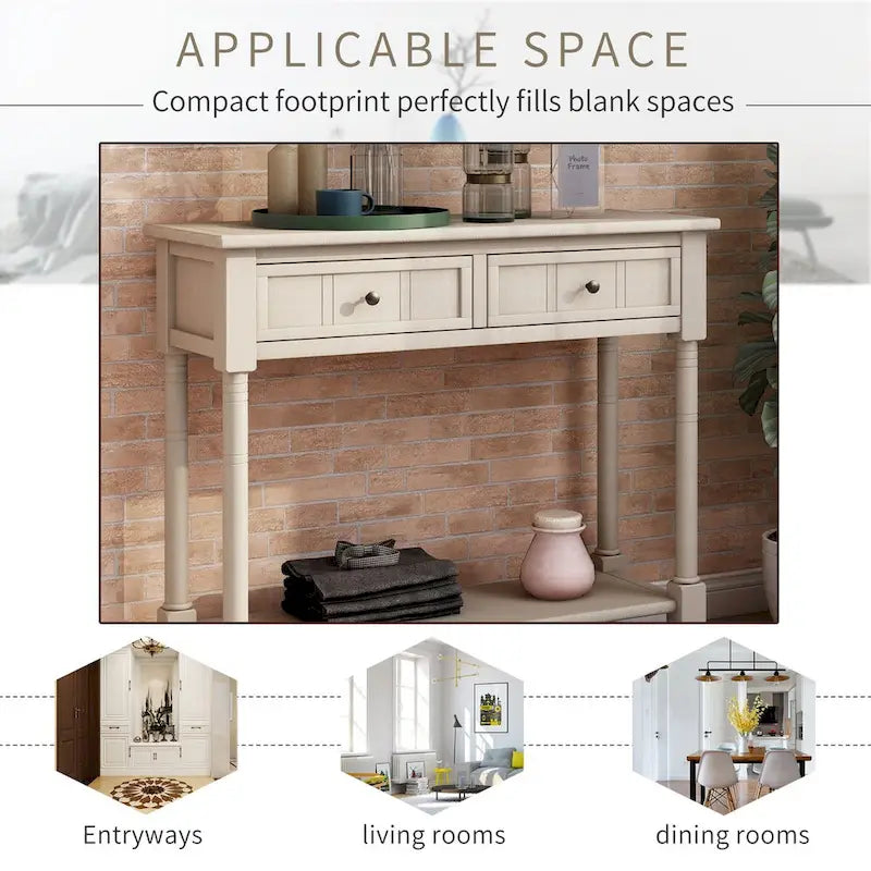 Daisy Series Console Table with 2 Drawers and Bottom Shelf
