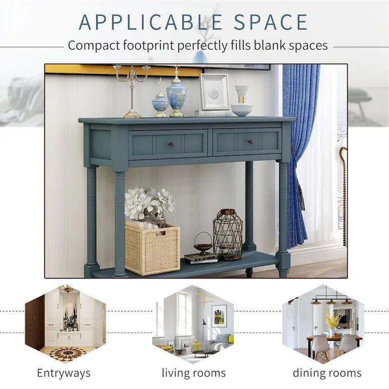 Daisy Series Console Table with 2 Drawers and Bottom Shelf
