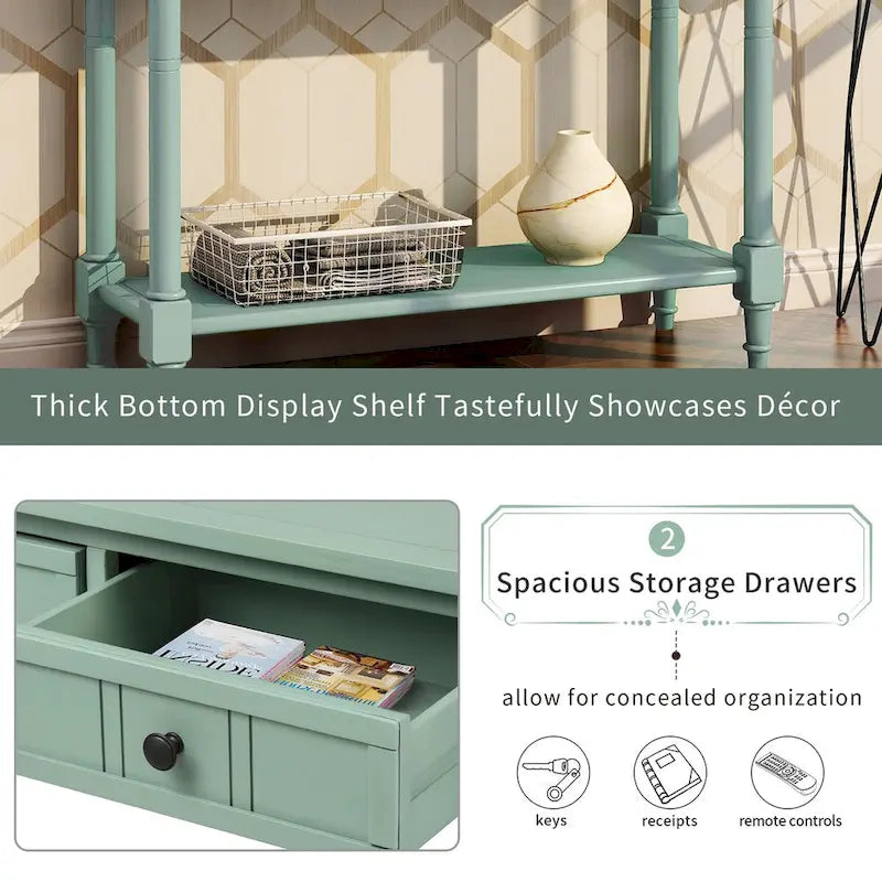 Daisy Series Console Table with 2 Drawers and Bottom Shelf