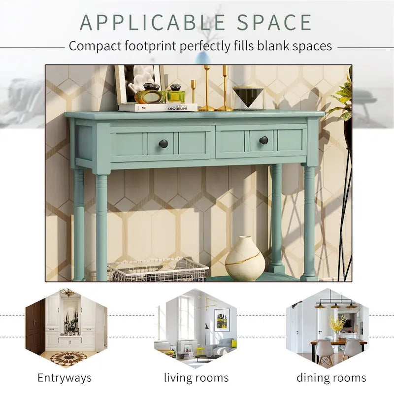Daisy Series Console Table with 2 Drawers and Bottom Shelf