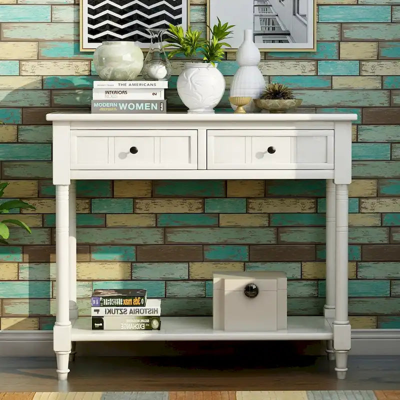Daisy Series Console Table with 2 Drawers and Bottom Shelf