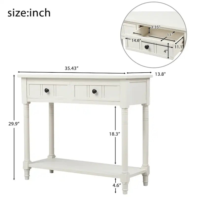 Daisy Series Console Table with 2 Drawers and Bottom Shelf