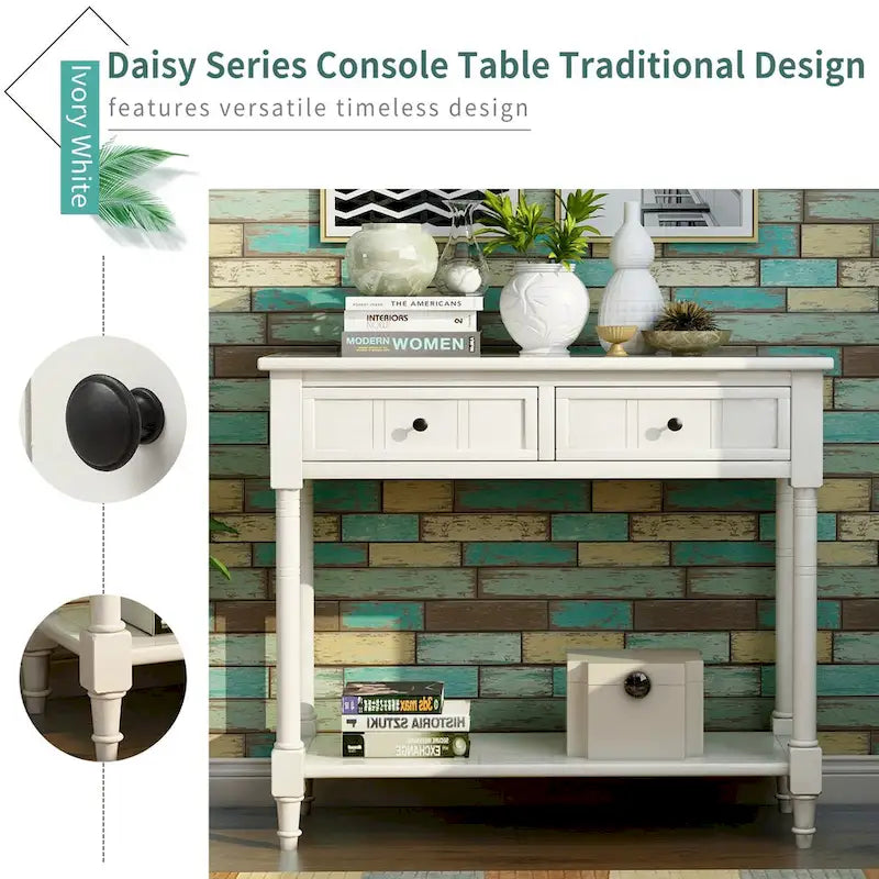 Daisy Series Console Table with 2 Drawers and Bottom Shelf
