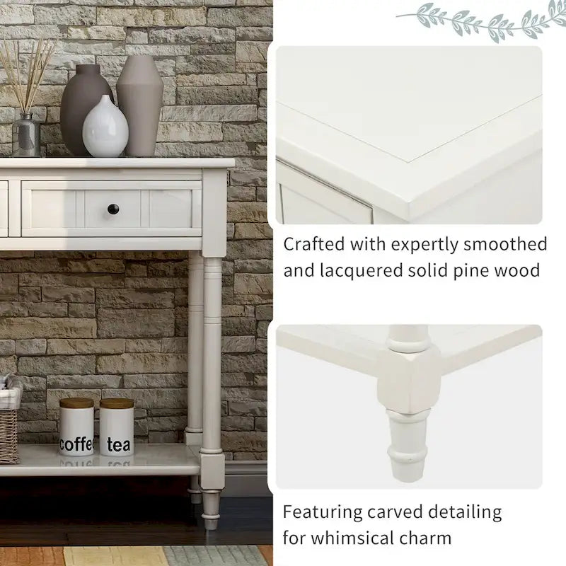 Daisy Series Console Table with 2 Drawers and Bottom Shelf