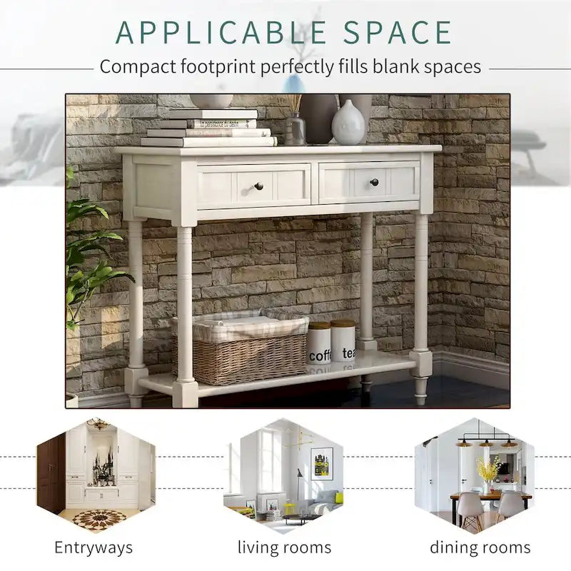 Daisy Series Console Table with 2 Drawers and Bottom Shelf