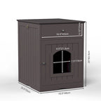 Wooden Pet House Cat Litter Box Enclosure with Drawer, Side Table, Indoor Pet Crate, Cat Home (Brown)