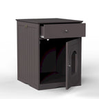 Wooden Pet House Cat Litter Box Enclosure with Drawer, Side Table, Indoor Pet Crate, Cat Home (Brown)