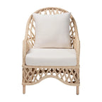 Florence Bohemian Ivory Braided Rattan Arm Chair