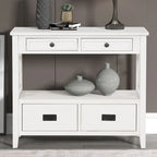 36 Farmhouse Pine Wood Console Table Entry Sofa Table with 4 Drawers & 1 Storage Shelf