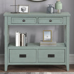 36 Farmhouse Pine Wood Console Table Entry Sofa Table with 4 Drawers & 1 Storage Shelf