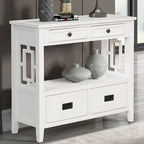36 Farmhouse Pine Wood Console Table Entry Sofa Table with 4 Drawers & 1 Storage Shelf