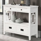 36 Farmhouse Pine Wood Console Table Entry Sofa Table with 4 Drawers & 1 Storage Shelf