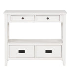 36 Farmhouse Pine Wood Console Table Entry Sofa Table with 4 Drawers & 1 Storage Shelf