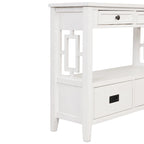 36 Farmhouse Pine Wood Console Table Entry Sofa Table with 4 Drawers & 1 Storage Shelf