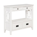 36 Farmhouse Pine Wood Console Table Entry Sofa Table with 4 Drawers & 1 Storage Shelf