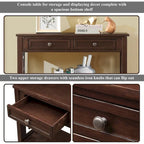 36 Farmhouse Pine Wood Console Table Entry Sofa Table with 4 Drawers & 1 Storage Shelf