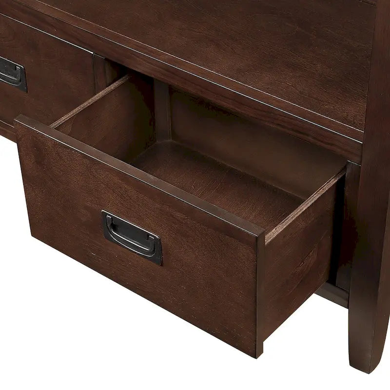 36 Farmhouse Pine Wood Console Table Entry Sofa Table with 4 Drawers & 1 Storage Shelf