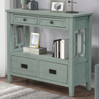 36 Farmhouse Pine Wood Console Table Entry Sofa Table with 4 Drawers & 1 Storage Shelf