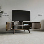 Studio London Sierra Wooden Corner TV Stand with Mid-Century Accents
