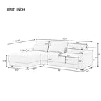 92.9W L-shaped Modular Sectional Sofa with Cushions and 3 Pillows