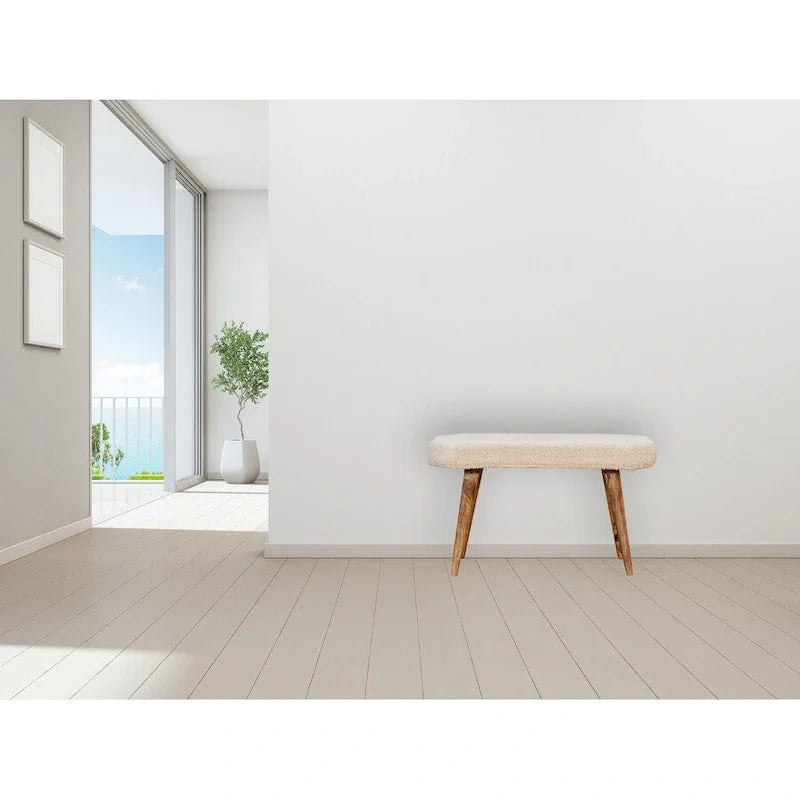 Cream Boucle Nordic Bench