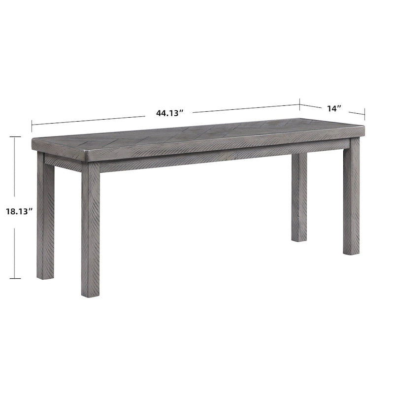 Chevron Pattern 44 Length Wooden Entryway Dining Bench