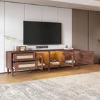 TV Stand with 3 Cabinets & 2 Drawers, Media Console Table for TVs up to 80, LED Light Entertainment Center, TV cabinet