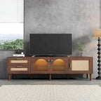 TV Stand with 3 Cabinets & 2 Drawers, Media Console Table for TVs up to 80, LED Light Entertainment Center, TV cabinet