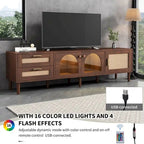 TV Stand with 3 Cabinets & 2 Drawers, Media Console Table for TVs up to 80, LED Light Entertainment Center, TV cabinet