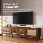 TV Stand with 3 Cabinets & 2 Drawers, Media Console Table for TVs up to 80, LED Light Entertainment Center, TV cabinet