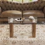 Modern minimalist Tempered glass with sticker desktop coffee table and dining table, paired with golden MDF decorative