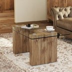 Modern minimalist Tempered glass with sticker desktop coffee table and dining table, paired with golden MDF decorative