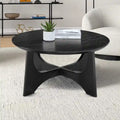 Contemporary Stylish Wooden Round Coffee Table With Eye-Catching Crossover Table Legs