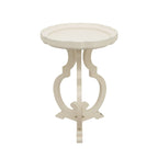French Country Wood Side Table with Scalloped Edge Tray Top and Curved Legs