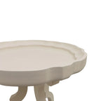 French Country Wood Side Table with Scalloped Edge Tray Top and Curved Legs