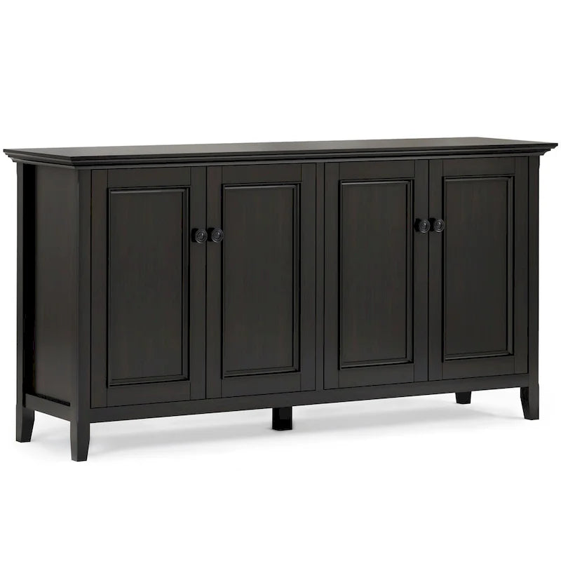 WYNDENHALL Halifax SOLID WOOD 66 Wide Transitional Wide 4Door Storage Cabinet in Hickory Brown - 18d x 66 w x 34h