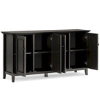 WYNDENHALL Halifax SOLID WOOD 66 Wide Transitional Wide 4Door Storage Cabinet in Hickory Brown - 18d x 66 w x 34h